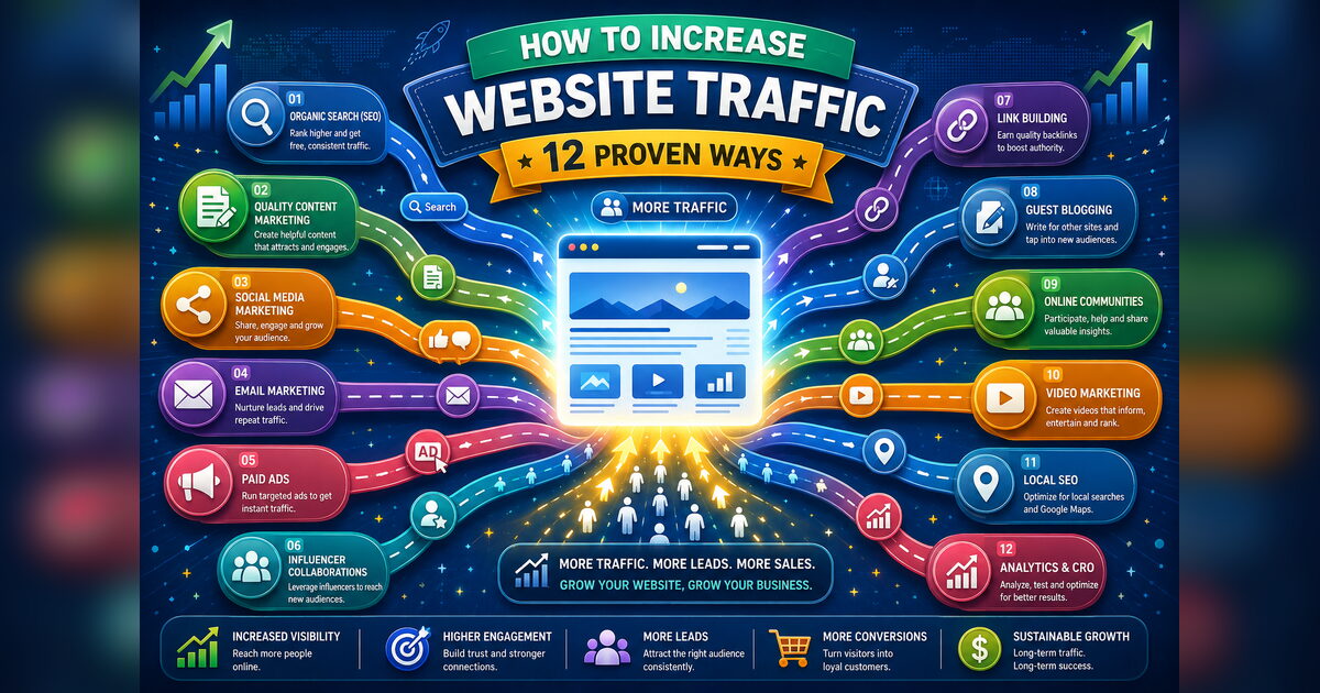 How to Increase Website Traffic: 12 Proven Ways for 2026