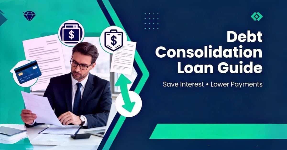 Person reviewing debt consolidation loan documents with calculator comparing credit card rates and personal loan APRs โ 2026 guide