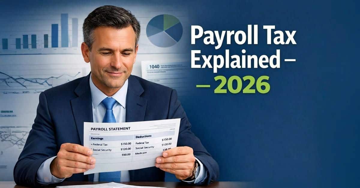 Employer reviewing 2026 payroll tax FICA rates and Social Security wage base documents with calculator showing quarterly deposit schedule