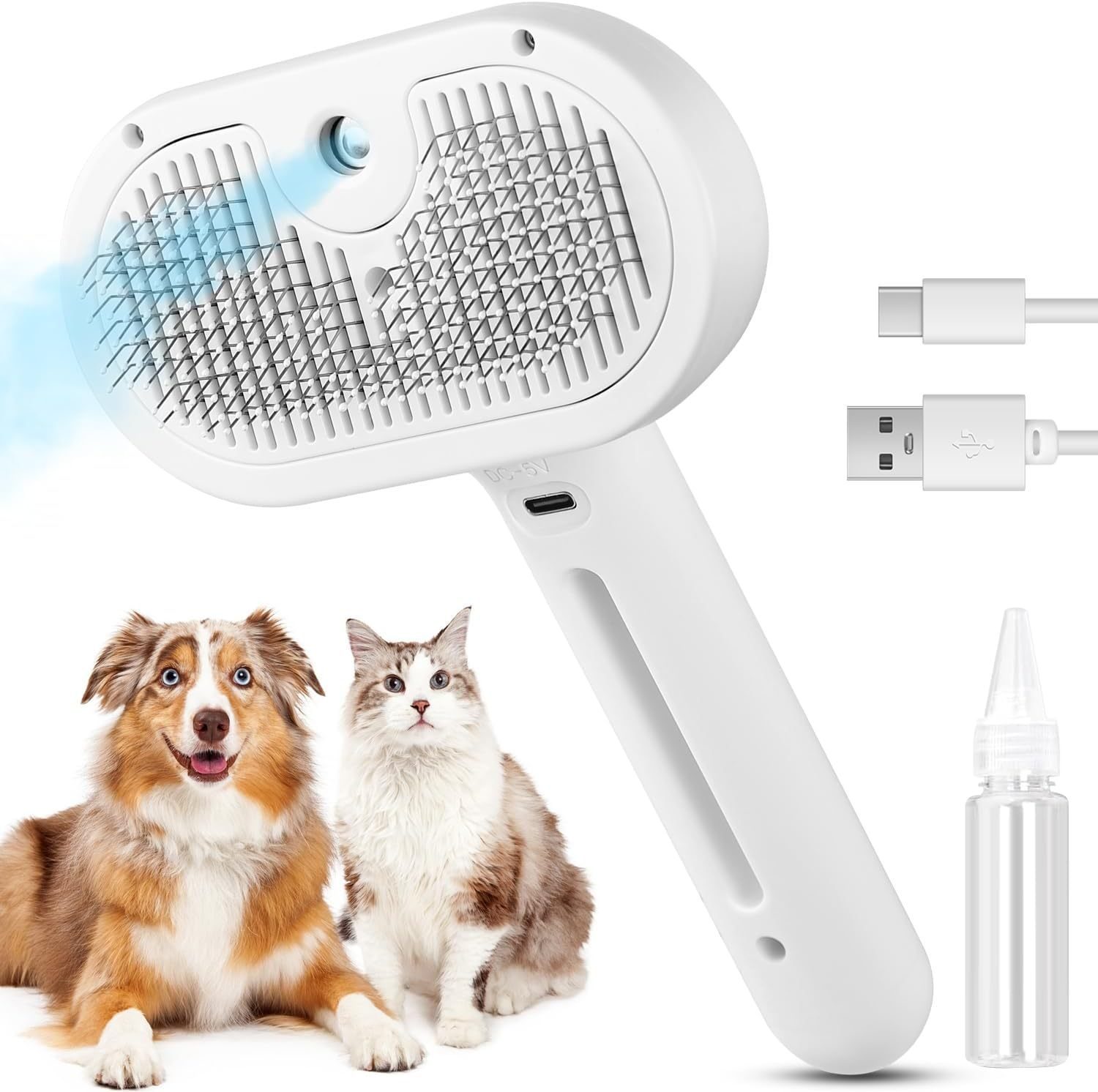 3-in-1 Cat Steam Brush – Self-Cleaning Spray Grooming Comb for Shedding & Mat Removal