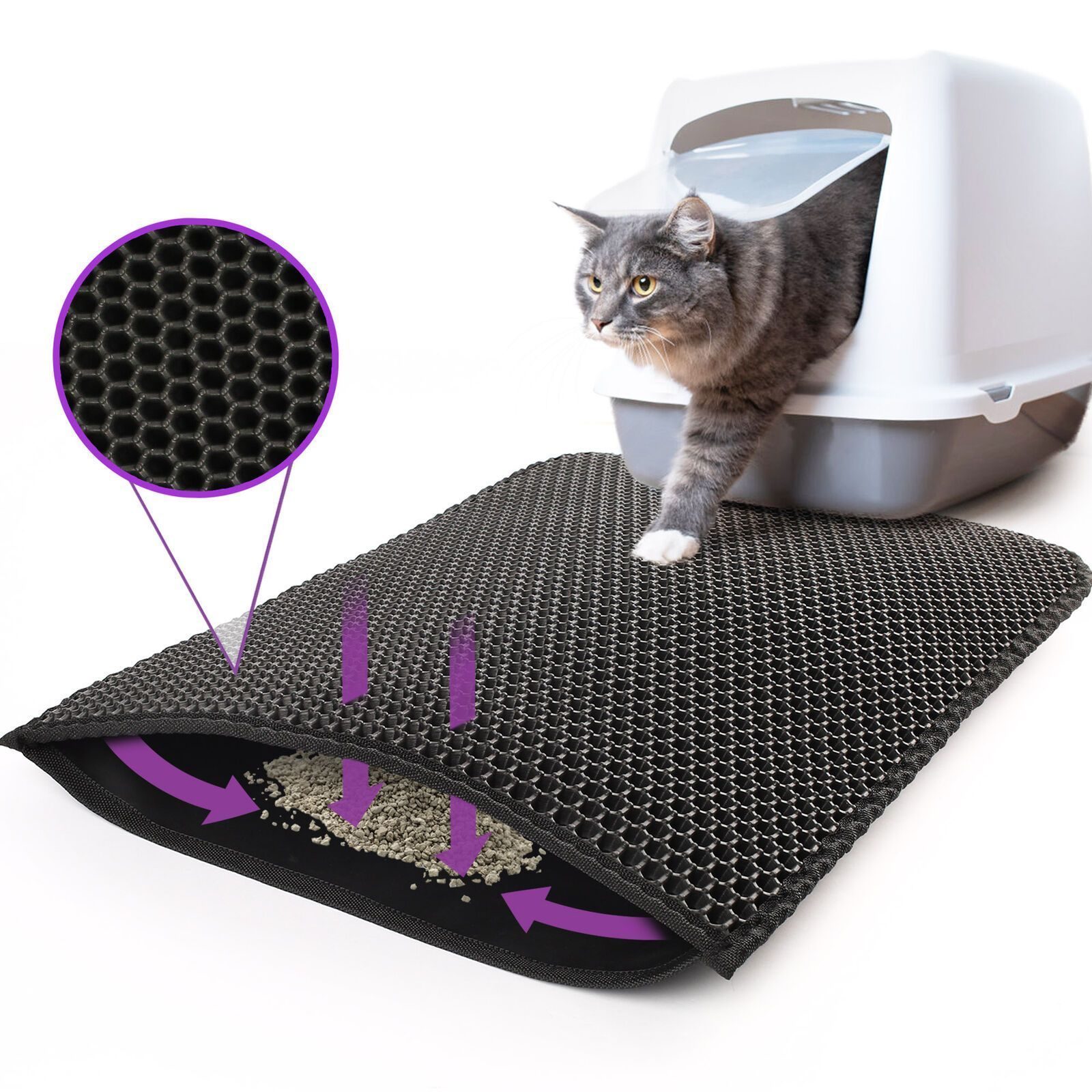Honeycomb Cat Litter Mat – Double Layer EVA Waterproof Non-Slip Trapping Mat