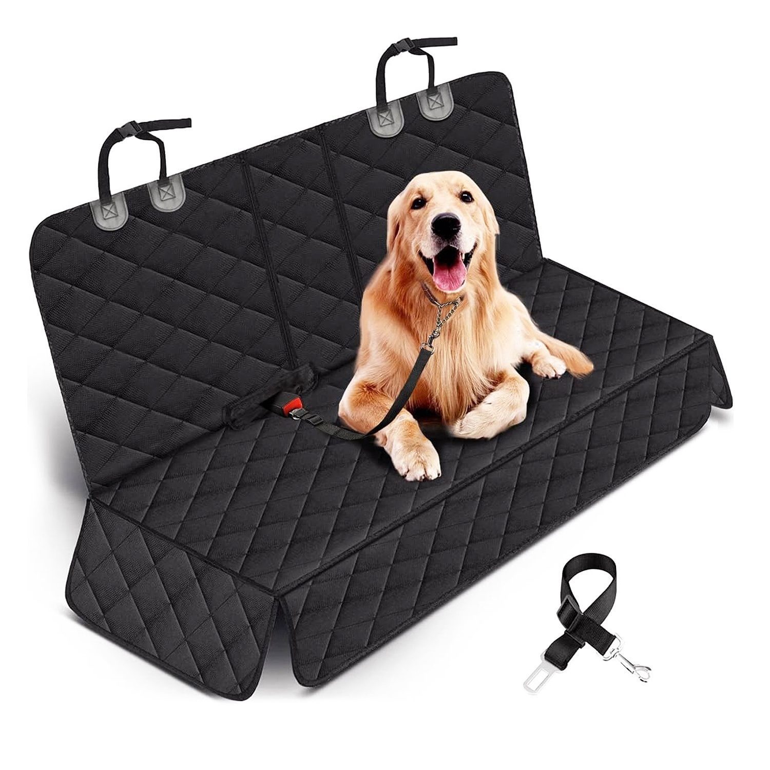 Waterproof Dog Car Seat Cover – Scratchproof Back Seat Protector Mat with Dog Seat Belt