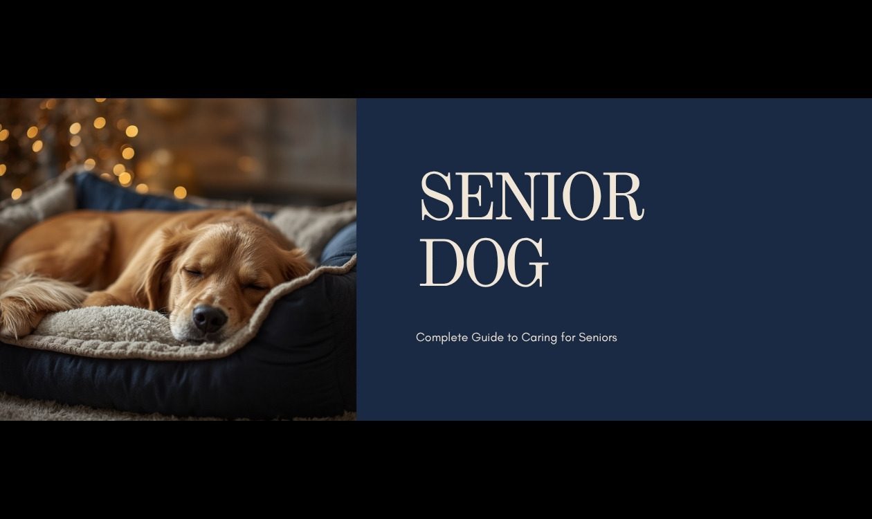 Senior Dog Care Complete Guide β Older Dog Resting Peacefully on Comfortable Dog Bed Indoors