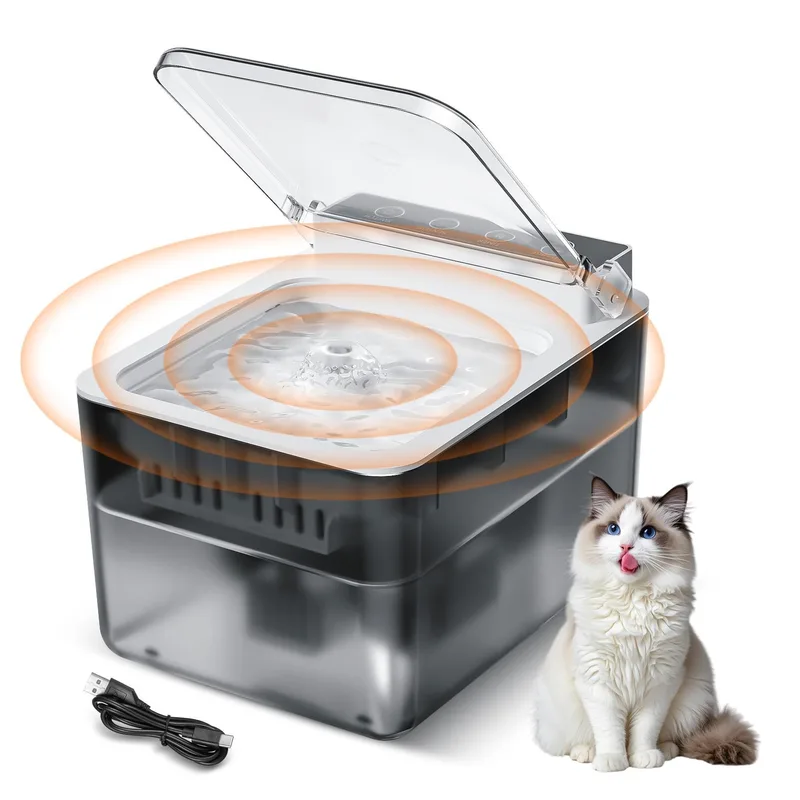 Automatic pet water fountain with radar sensing and filter for fresh flowing water for dogs and cats