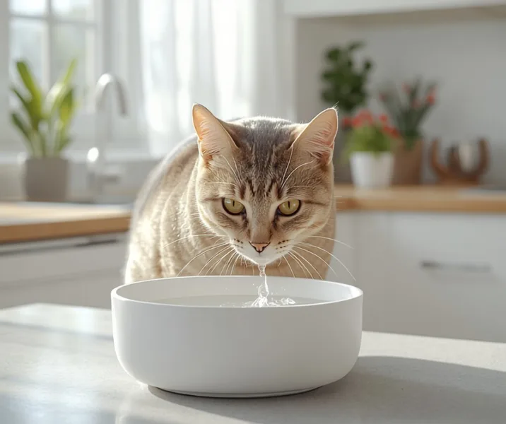 why is my cat not drinking water — cat happily drinking from pet fountain