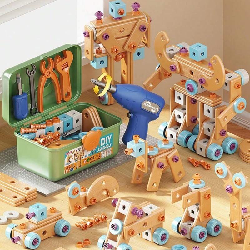 126-Piece Creative Wooden Construction & Tool Set  Early Education Pretend Play Toy