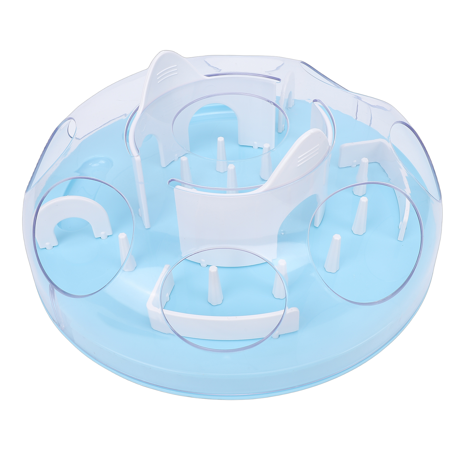 Interactive Cat Puzzle Feeder Funny Cat Puzzle Food Dispenser Enrichment Toy For Pets Play And Exercise Blue