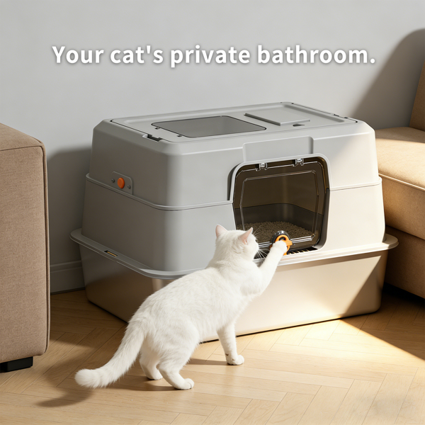 Black Stainless Steel Fully Enclosed Cat Litter Box, Durable Enclosed Cat Litter Box, High Side To Prevent Scattering