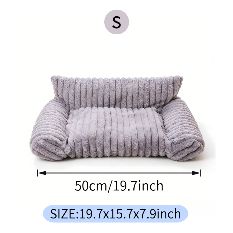 Cute Cat Couch For Pets - Fluffy Cat Beds With Premium Soft Corduroy Fleece, Fuzzy Cats Beds For Indoor Cats With Removable Washable Cover, Supportive Pet Sofa